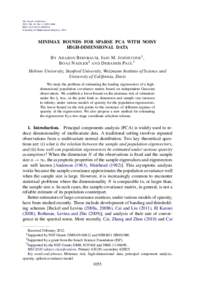 The Annals of Statistics 2013, Vol. 41, No. 3, 1055–1084 DOI: AOS1014 © Institute of Mathematical Statistics, 2013  MINIMAX BOUNDS FOR SPARSE PCA WITH NOISY