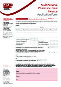 Multinational Pharmaceutical Licence Application Form Please detach, sign and return your licence