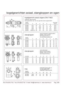 kogelgewrichten axiaal, stangkoppen en ogen kogelgewricht axiaal volgens DINmateriaal: staal verzinkt deze gewrichten zijn niet voor gas-trek-veren te gebruiken!!  E