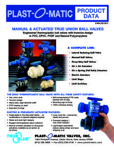 CATALOG BV-T  MANUAL & ACTUATED TRUE UNION BALL VALVES Engineered thermoplastic ball valves with trunnion design in PVC, CPVC, PVDF and Natural Polypropylene