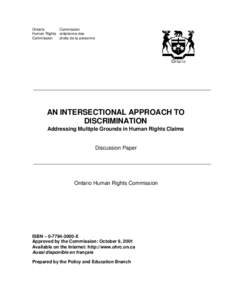 Social philosophy / Discrimination / Intersectionality / Ontario Human Rights Code / Ageism / Human rights / Canadian Human Rights Act / Sexual harassment / LGBT rights in Canada / Human rights in Canada / Ethics / Sociology