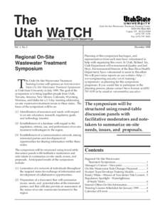 The Utah WaTCH The Utah WaTCH Utah On-Site Wastewater Treatment Training Center 8200 Old Main Hill