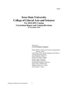 S13-6  Iowa State University College of Liberal Arts and Sciences For[removed]Catalog Curriculum Report and Catalog Revisions