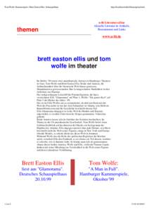 Tom Wolfe: Kammerspiele / Brett Easton Ellis: Schauspielhaus  themen