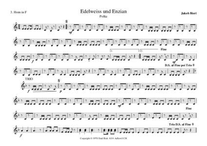 Edelweiss und Enzian  3. Horn in F Jakob Bieri