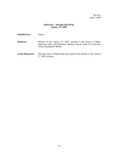 Item #2a April 7, 2009 MINUTES – BOARD MEETING January 27, 2009  Submitted for: