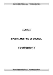 MURCHISON REGIONAL VERMIN COUNCIL  AGENDA SPECIAL MEETING OF COUNCIL