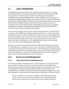 Draft DRECP and EIR/EIS CHAPTER I.2. LEGAL FRAMEWORK I.2  LEGAL FRAMEWORK