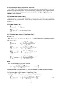 05 Termwise Higher Integral (Trigonometric, Hyperbolic) In this chapter, for the function which second or more order integral cannot be expressed with the elementary functions among trigonometric functions and hyperbolic