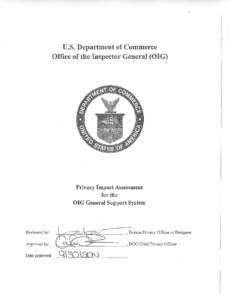 U.S. Department of Commerce   Office of the Inspector General (OIG) Privacy Impact Assessment