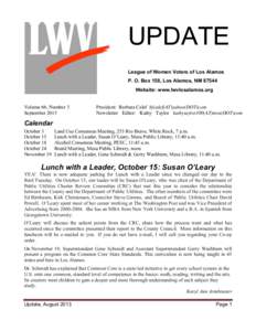 UPDATE League of Women Voters of Los Alamos P. O. Box 158, Los Alamos, NM[removed]Website: www.lwvlosalamos.org Volume 66, Number 3 September 2013