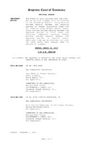 Supreme Court of Louisiana OFFICIAL DOCKET IMPORTANT NOTICE  The Rules of court provide that the time