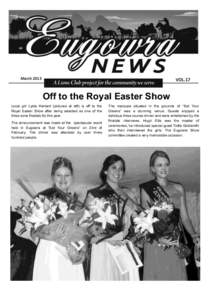 March[removed]VOL.17 Off to the Royal Easter Show Local girl Lydia Herbert (pictured at left) is off to the