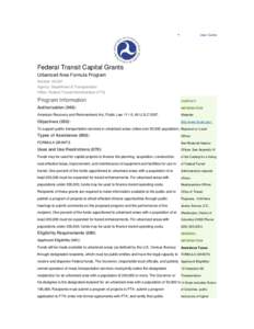   User Guide Federal Transit Capital Grants Urbanized Area Formula Program