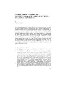 CONFLICT BETWEEN TRIBUNAL CONSTITUCIONAL AND TRIBUNAL SUPREMO – A NATIONAL EXPERIENCE by Pedro Cruz Villalón*