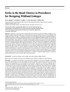 Forks in the Road: Choices in Procedures for Designing Wildland Linkages