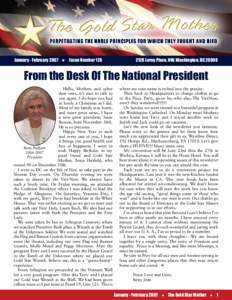 January - February 2007 H Issue Number[removed]Leroy Place, NW, Washington, DC[removed]From the Desk Of The National President   Hello, Mothers and other