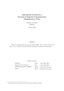 Information Overload in a Network of Targeted Communication: Supplementary Notes Timothy Van Zandt∗ INSEAD 10 June 2003