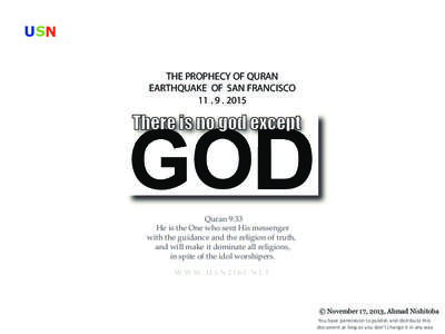 SN THE PROPHECY OF QURAN EARTHQUAKE OF SAN FRANCISCO[removed]There is no god except