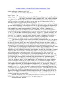 Southern Campaign American Revolution Pension Statements & Rosters Pension Application of Robert Friatt S32558 Transcribed and annotated by C. Leon Harris. VA