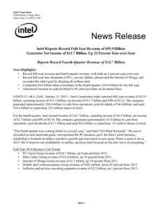 Intel Corporation 2200 Mission College Blvd. Santa Clara, CANews Release Intel Reports Record Full-Year Revenue of $55.9 Billion