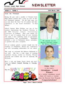 Tennant Creek High School  NEWSLETTER Communities Striving Together