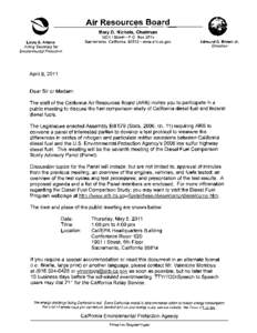 Air Resources Board Mary D. Nichols, Chairman 1001 I Street· P.O. Box 2815 Sacramento, California 95812· www.arb.ca.gov  Linda S. Adams