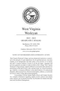 West Virginia Wesleyan[removed]GRADUATE CATALOG Buckhannon, WV[removed]Phone[removed]