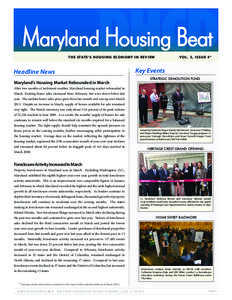 DHCD  Maryland Housing Beat THE STATE’S HOUSING ECONOMY IN RE VIEW