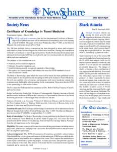 Newsletter of the International Society of Travel Medicine  Society News Shark Attacks