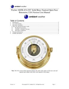 Underwater diving / Measuring instruments / Barometer / Pressure measurement / Atmospheric pressure / Inch of mercury / Vacuum / Altitude / Weather forecasting / Measurement / Technology / Units of pressure