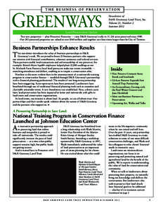 greenways  the business of preservation Newsletter of D&R Greenway Land Trust, Inc. Volume 21, Number 2