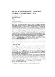 BACOL: B-Spline Adaptive COLlocation Software for 1-D Parabolic PDEs R. WANG and P. KEAST