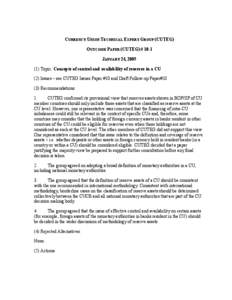 Currency Union Technical Expert Group (CUTEG) OP[removed]JANUARY 24, 2005--Concepts of control and availability of reserves in a CU