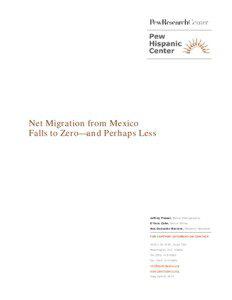 Net Migration from Mexico Falls to Zero—and Perhaps Less
