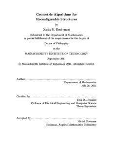 Geometric Algorithms for Reconfigurable Structures by Nadia M. Benbernou Submitted to the Department of Mathematics