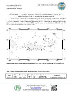 RED SISMICA DE PUERTO RICO  Universidad de Puerto Rico Recinto de Mayagüez Departamento de Geología