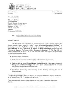 November 26, 2012 Edward J. DeMarco Acting Director Federal Housing Finance Agency Office of Policy Analysis and Research (OPAR)