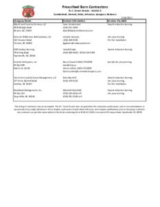 Prescribed Burn Contractors N. C. Forest Service - District 6 Cumberland, Harnett, Hoke, Johnston, Sampson, RobesonServices Provided