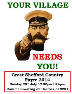 YOUR VILLAGE  NEEDS YOU! Great Shefford Country Fayre 2014