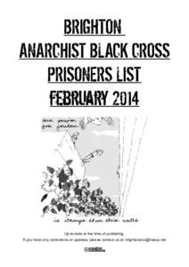 BRIGHTON ANARCHIST BLACK CROSS PRISONERS LIST februaryUp-to-date at the time of publishing.