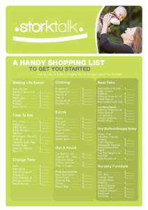 A HANDY SHOPPING LIST TO GET YOU STARTED Print Out The List & Take It Shopping With You To keep Track Of Your Purchase  Making Life Easier