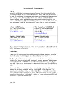 Child abuse / Abuse / Citizenship in the United States / Education in the United States / Berkeley /  California / Geography of California / Law / United States / Crimes / Immigration to the United States / West Contra Costa Unified School District