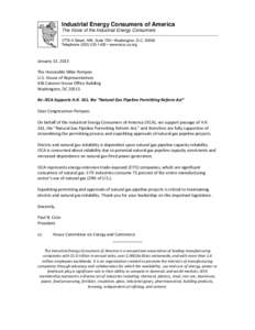 Industrial Energy Consumers of America The Voice of the Industrial Energy Consumers 1776 K Street, NW, Suite 720 • Washington, D.C[removed]Telephone[removed] • www.ieca-us.org  January 13, 2015