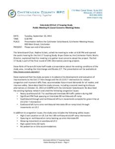 110 West Canal Street, Suite 202 Winooski, VT[removed]4490 www.ccrpcvt.org  Interstate 89 Exit 17 Scoping Study