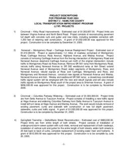 PROJECT DESCRIPTIONS FOR PROGRAM YEAR 2004 DISTRICT 2 - HAMILTON COUNTY LOCAL TRANSPORTATION IMPROVEMENT PROGRAM (LTIP) PROJECTS 1)