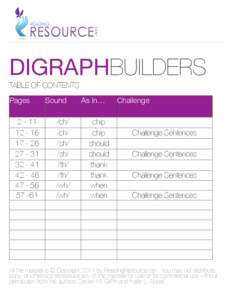 DIGRAPHBUILDERS TABLE OF CONTENTS Pages