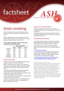 Asian smoking Based on the[removed]census, the adult regular smoking prevalence for the Asian population in New Zealand is 7.61 percenti. Regular smoking is more common among Asian men than women; approximately four time