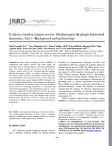 Evidence-based systematic review: Oropharyngeal dysphagia behavioral treatments. Part I-Background and methodology