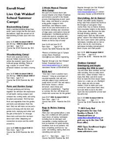 Enroll Now! Live Oak Waldorf School Summer Camps! Blacksmithing Camp!
